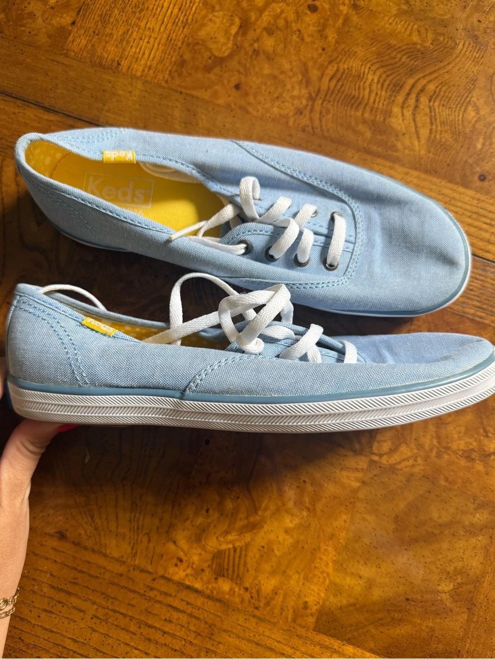 Keds Light Blue Canvas Lace-Up Sneakers with White Soles